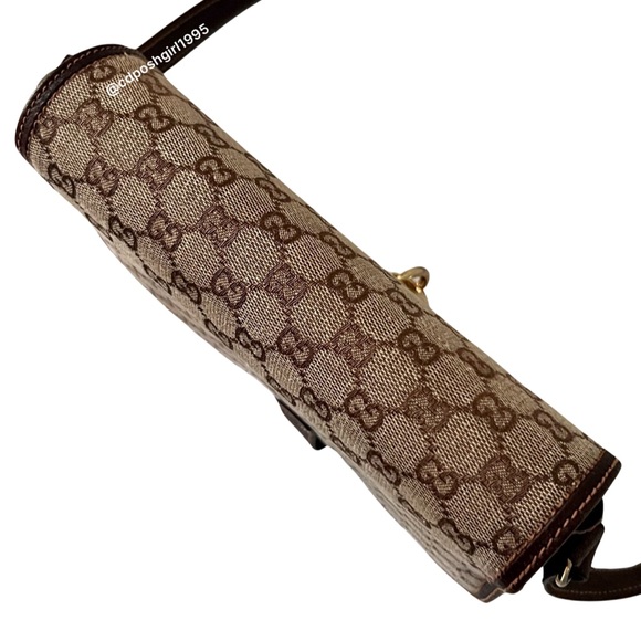 Vintage 1970s Gucci Ophidia Canvas monogram leather Flap accordion shoulder bag - Picture 7 of 16